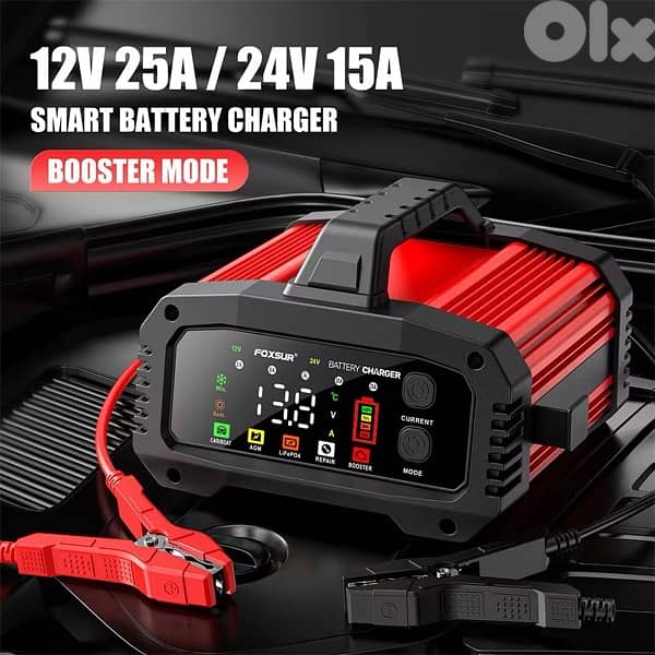 Foxsur 12V 25A / 24V 15A Smart Battery Charger 1