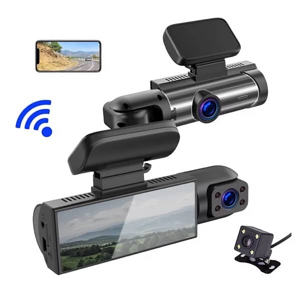 Triple Lens Car Dash Cam M8 Wi-Fi 1080P 0