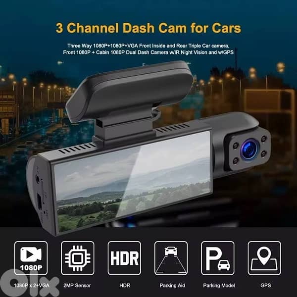 Triple Lens Car Dash Cam M8 Wi-Fi 1080P 3