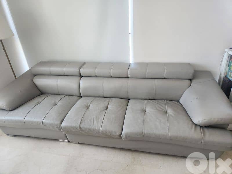 Gray leather sofa 0