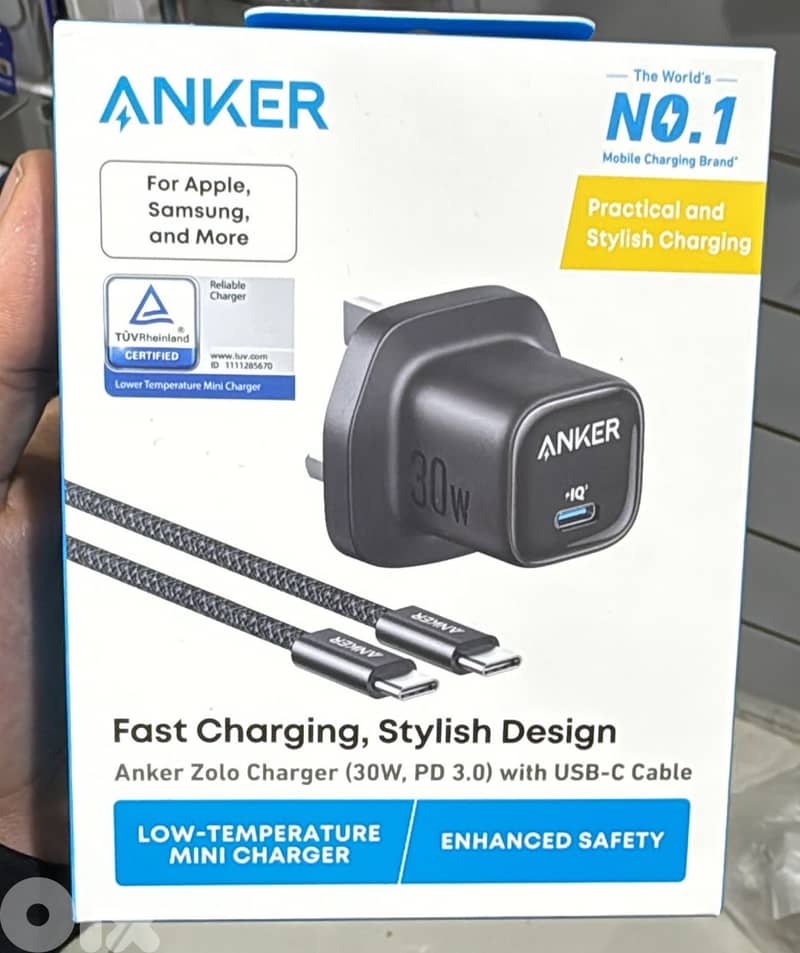 Anker zolo charger 30w with usb-c cable 3 pin black B2698k11 0