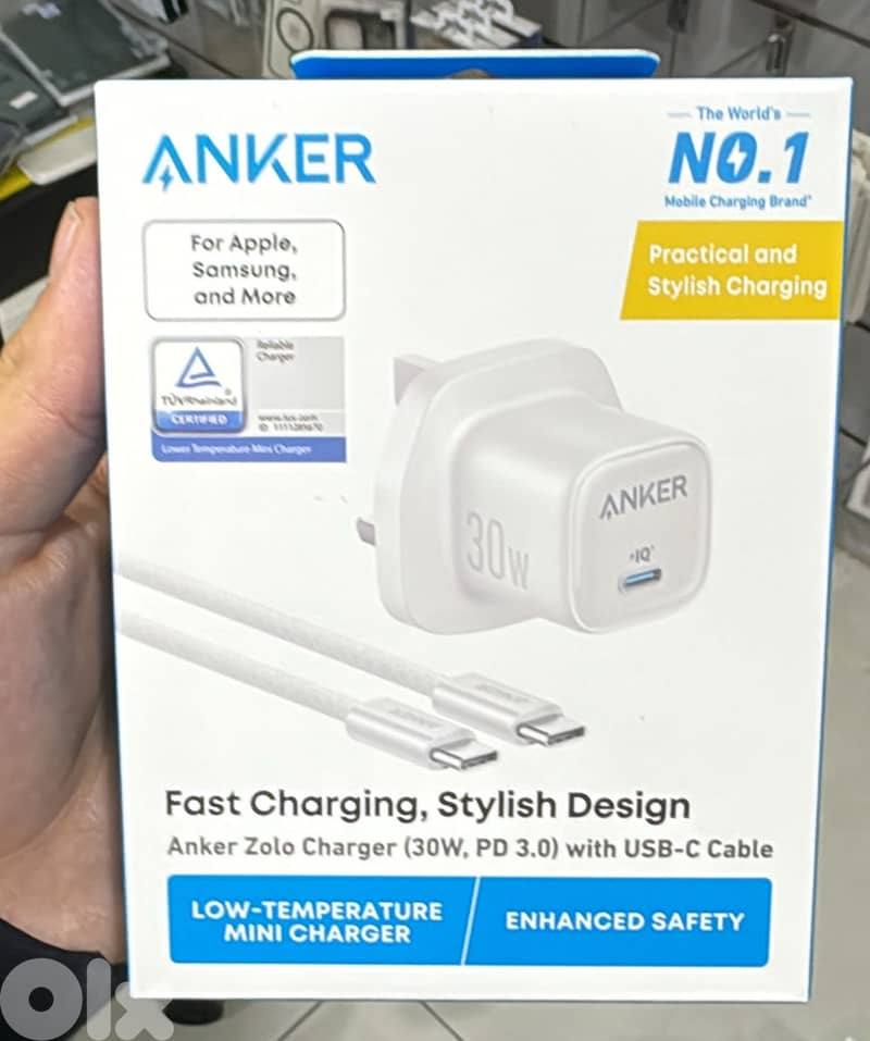 Anker zolo charger 30w with usb-c cable 3 pin White B2698k21 0