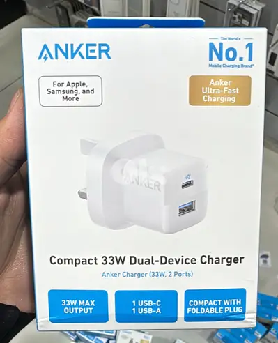 Anker 323 dual charger 33w 2 ports 3 pin white A2331k21