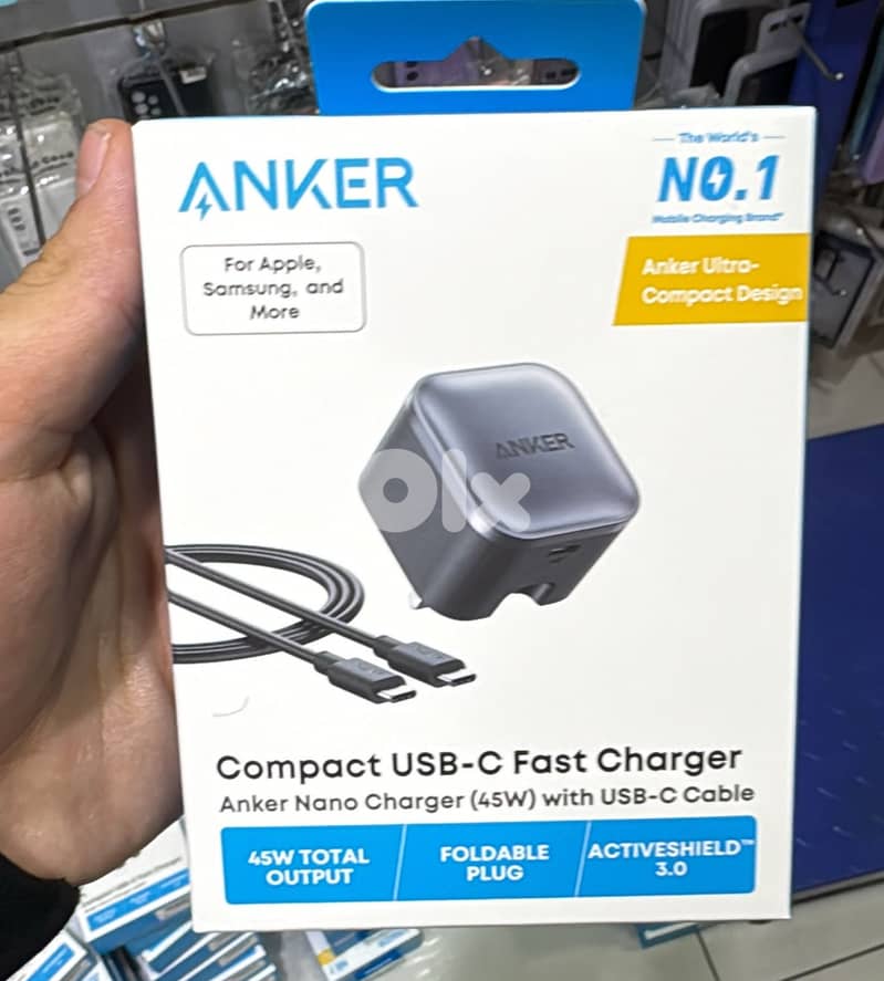 Anker compact Nano usb-c chargerw 45w 3pin black with usb-c cable B269 0