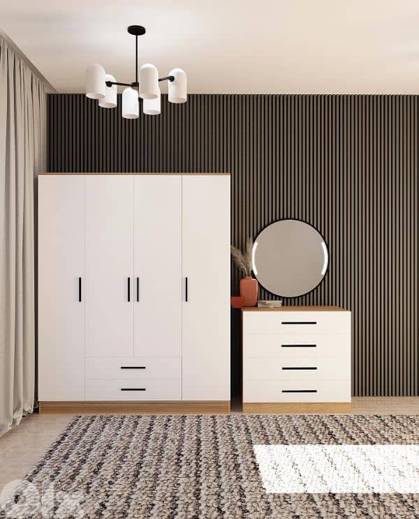 wardrobes 4 doors with Dresser 4 Drawers High Quality 0