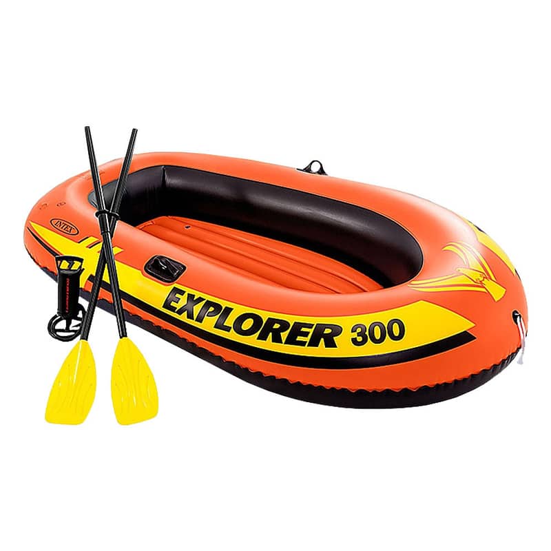 Intex Explorer 300 Inflatable Boat Set - 3 Person 211x117 CM -طقم قارب 0