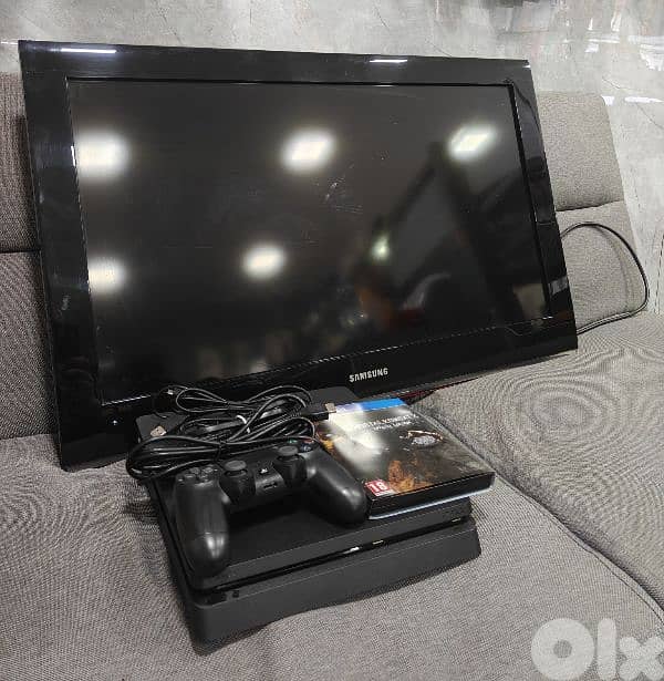 play station 1 terra 1 +  joystick + tv samsung + wall bracket  + game 0
