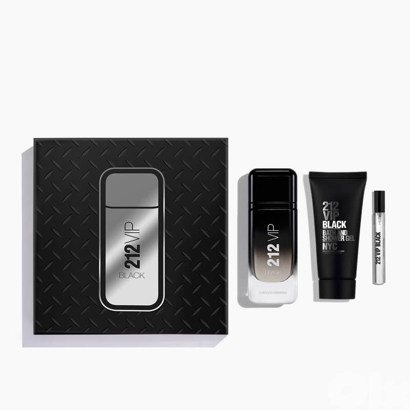 Carolina Herrera Set 212 VIP Black 100ml Eau de Parfum, 100ml Shower Gel and Megaspritzer 10ml 0