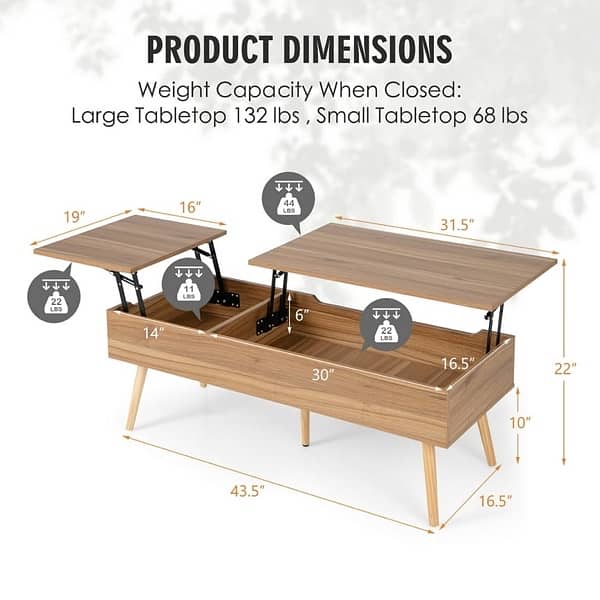 Costway Lift Top Solid Wood Coffee Table 3