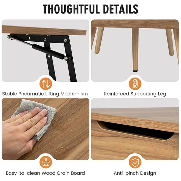 Costway Lift Top Solid Wood Coffee Table 5
