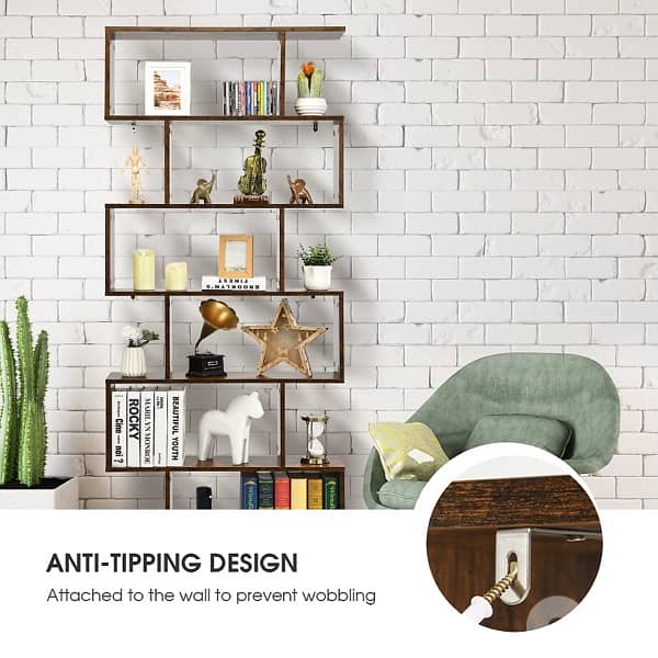 Costway 6-tier Bookcase Industrial 8