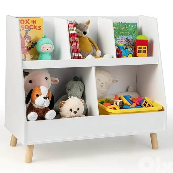 Costway 5-Cube Kids Toy Organizer and Bookcase, White 0