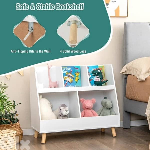 Costway 5-Cube Kids Toy Organizer and Bookcase, White 5