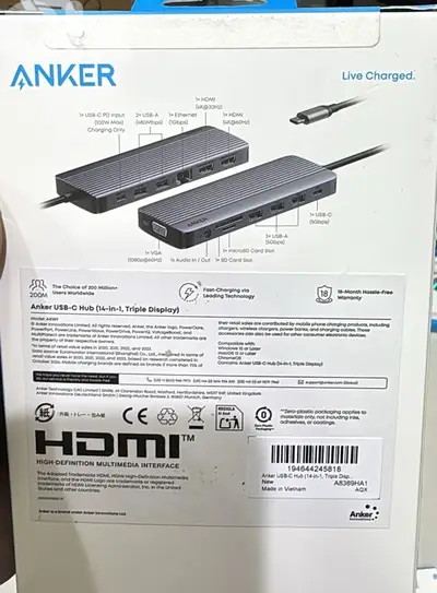 Anker Usb-c Hub 14 in 1 triple display A8389HA1