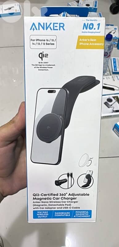 Anker Qi2 360 Adjustable Magnetic Car charger (15w) B2216H11 0