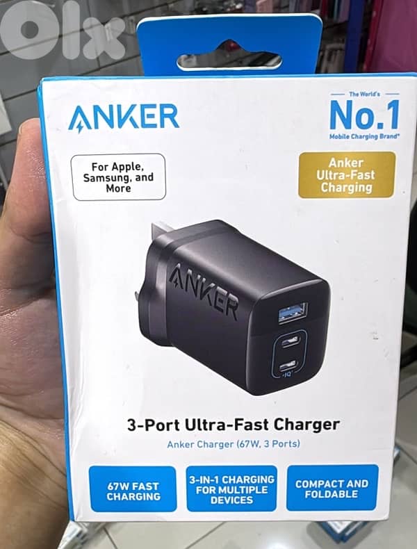 Anker 336 67w 3 port charger 3 pin black A2674K11 0