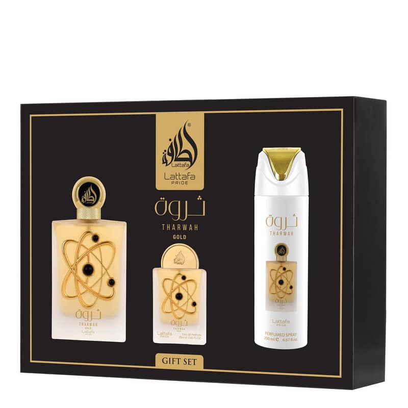 Lattafa Tharwah Gold 3-Piece Gift Set – For Women 0
