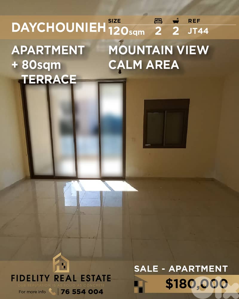 Apartment for sale in Daychounieh JT44  شقة  للبيع في ديشونية 0