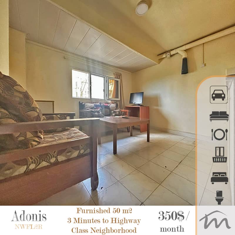 Adonis | Furnished-Equipped 1 Bedroom Apartment | 3 Minutes to Highway 0