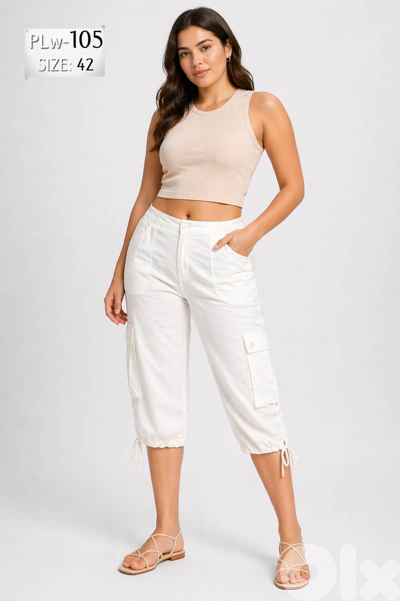 Ladies' WHITE Capri PANTs from European Brands 2