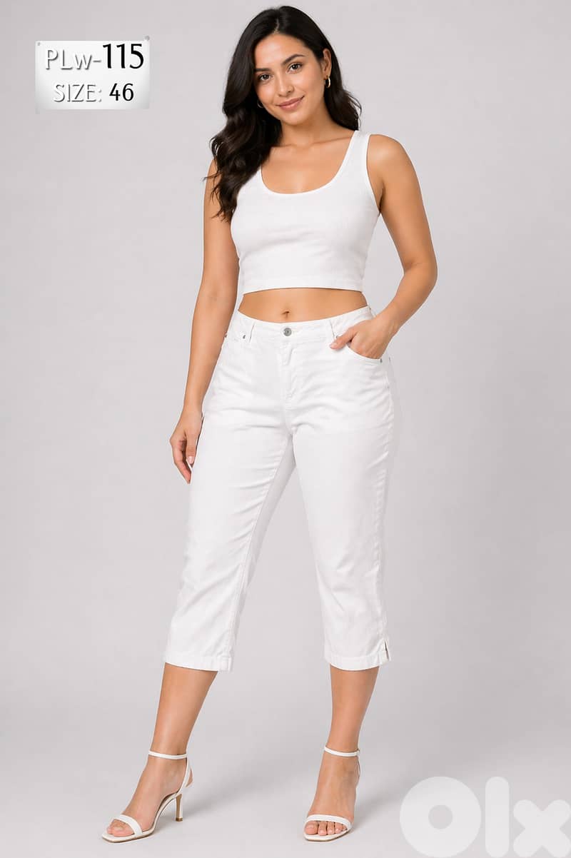 Ladies' WHITE Capri PANTs from European Brands 5