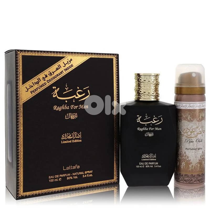 Lattafa Raghba Eau de Parfum 100 mL + 50 mL Deodorant Set – For Men 0