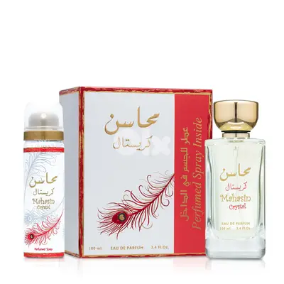 Lattafa Mahasin Crystal Eau de Parfum 100 mL + 50 mL Deodorant Set – For Women