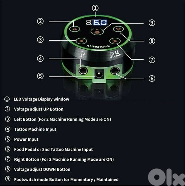 Aurora Dual Tattoo Power Supply Kit,CINRA Pro. Digital LCD Screen 7