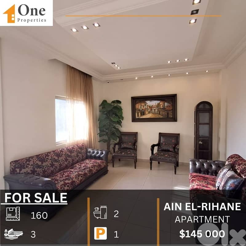 APARTMENT FOR SALE IN AIN EL RIHANE 0