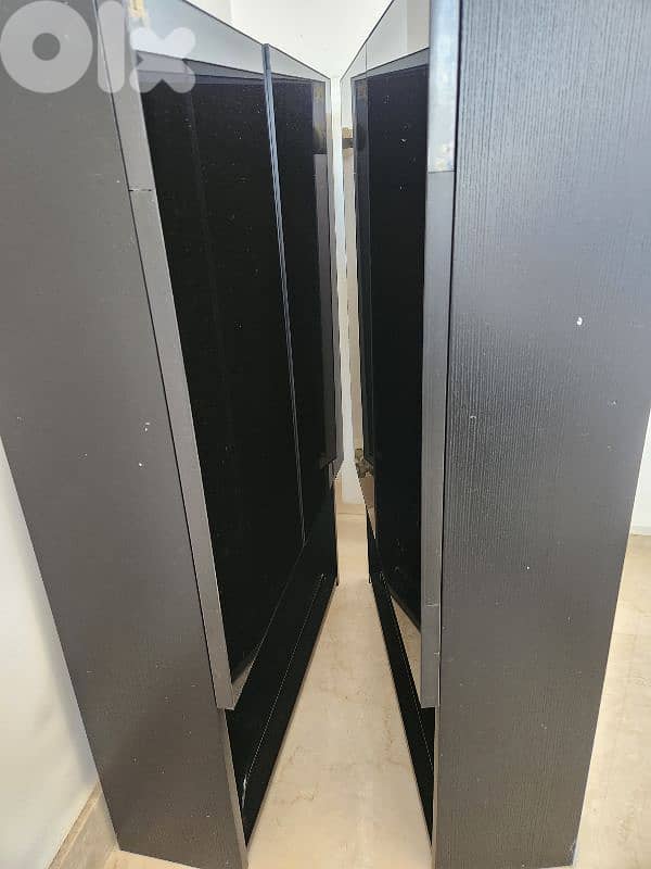 bathroom storage box with a black mirror door. 2