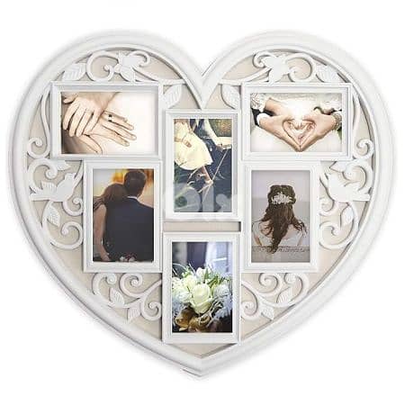 Livarno White Wall Heart Shape Collage Picture Frame W57.5 x H51.5 x D 0