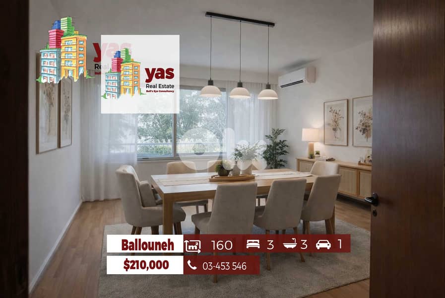 Ballouneh 160m2 | 150m2 Garden | Open View | Prime Location | TO 0