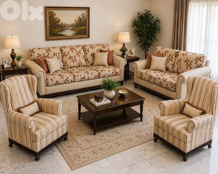Elegant living room set – sofas + armchairs – great condition 0