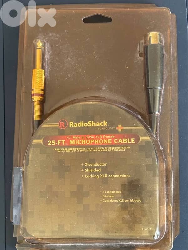 RadioShack Gold Series 25ft Mic Cable - XLR to 1/4" - New Old Stock 0