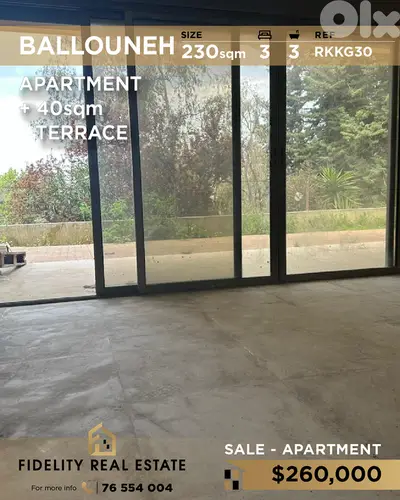 Apartment for sale in Ballouneh RKKG30 شقة للبيع في بلونة