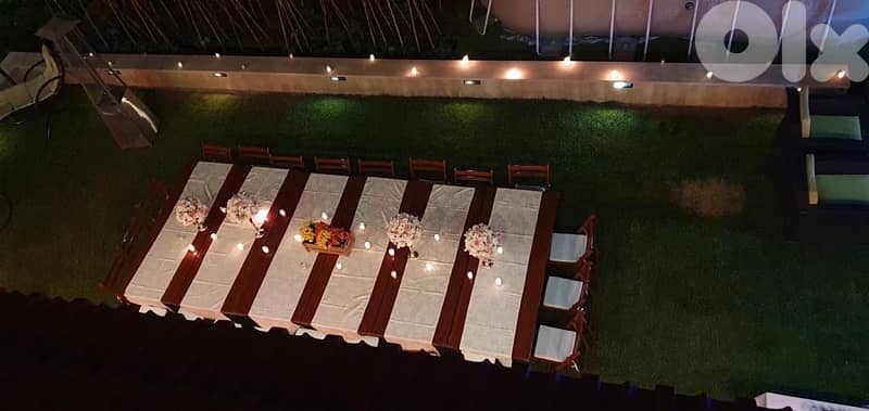 stock tables and chairs with covers and cushions for sale 1