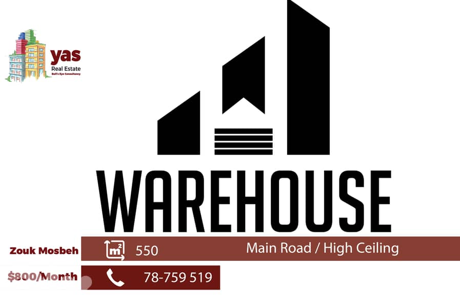 Zouk Mosbeh 550m2 | Warehouse | Rent | High Ceiling | EH/RH 0
