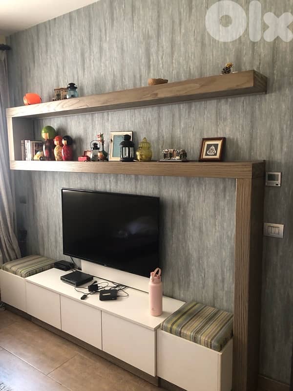 book shelves with under drawers with two side seats / storage 0