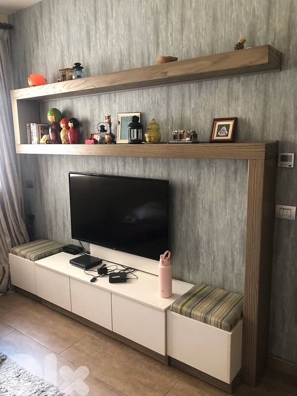 book shelves with under drawers with two side seats / storage 4