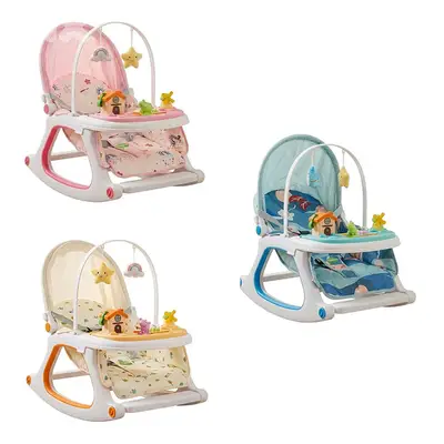 3-in-1 Baby Rocker & Feeding Chair With Wheels-كرسي هزاز وطعام للأطفال