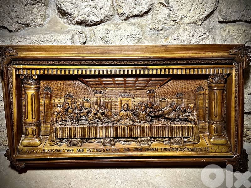 Hand-carved Last Supper wall panel - 1960s 0