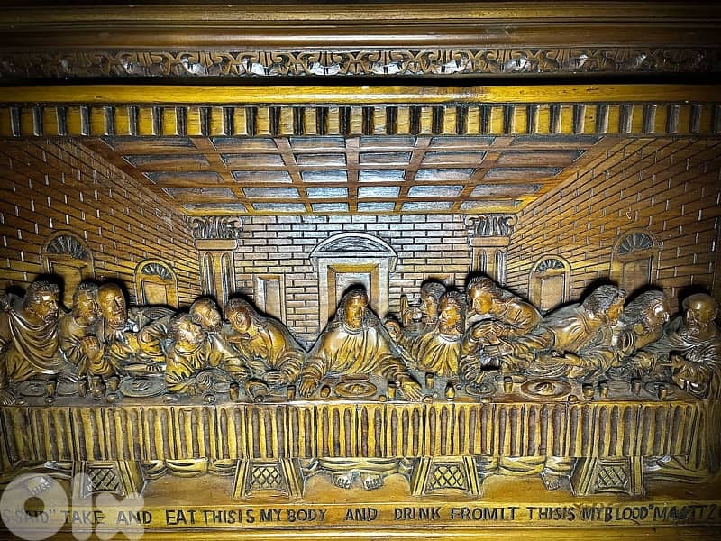 Hand-carved Last Supper wall panel - 1960s 3