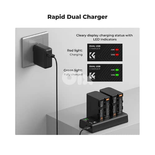 K&F Sony NP-F970 BATTERY AND DUAL CHARGER-KF28.0047 6