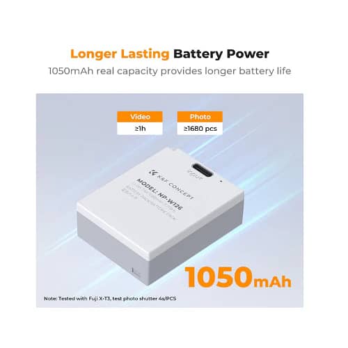 K&F FUJIFILM NP-W126 BATTERY AND CHARGER TYPE C-KF28.0048S1 1