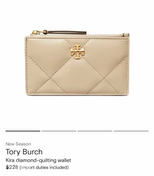 New Season Tory Burch Kira diamond-quilting wallet 0
