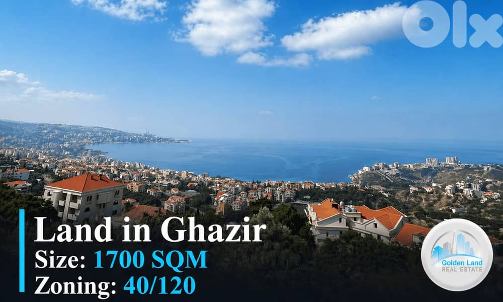 1700 SQM Amazing Land in Ghazir with a Breathtaking View 0