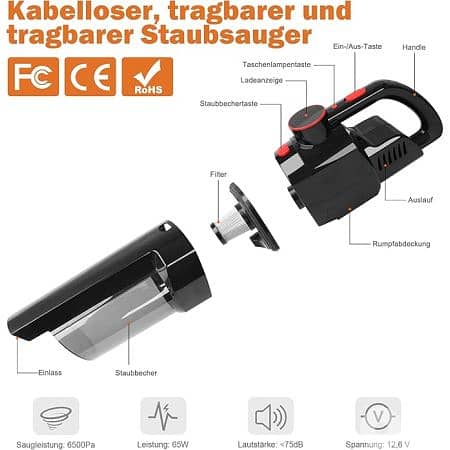VACPOWER Handheld Cordless Portable Vacuum Cleaner 65 W 4