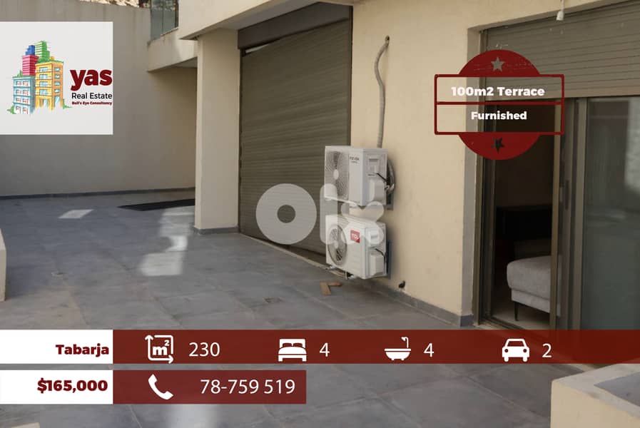 Tabarja 230m2 | 100m2 Terrace | Gated Community | Furnished | ABA 0