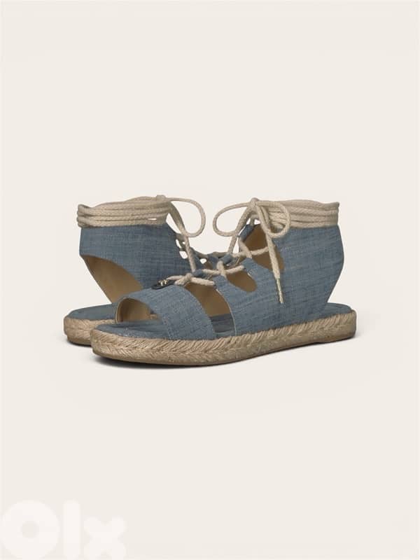 MICHAEL KORS MCKENNA DENIM ESPADRILLE SANDAL SHOES 0