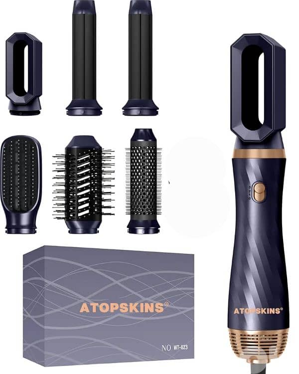 Atopskins 6-in-1 Air Styler Blower Brush, Heated Hair Straightening. . . 0